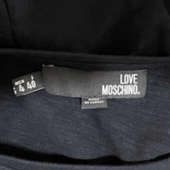 Love Moschino Size 4 Black Orange Zipper Detail Short Sleeve Crewneck T Shirt - Picture 6 of 9